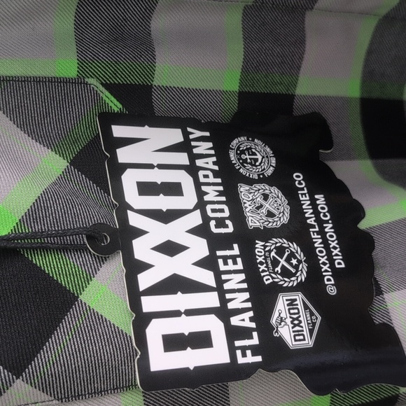 NWT DIXXON Men's Black, Gray and Green Checkered Flannel Shirt - Picture 4 of 11